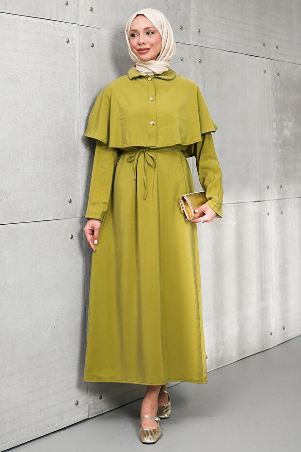 Khaki Cape Modal Woven Dress