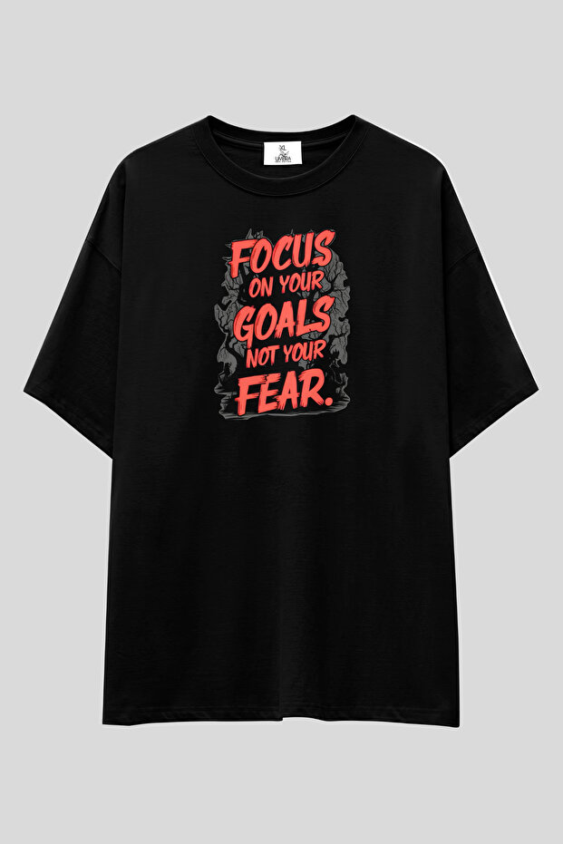 Focus Goals T-Shirt | Unisex 100% Cotton Black & White Motivational Printed Custom Design Tee