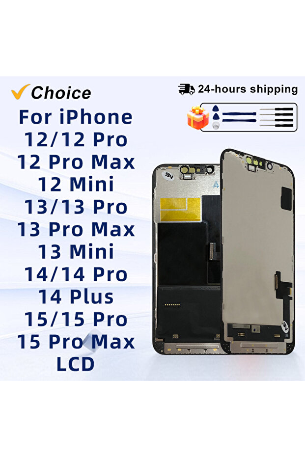 شاشة OLED جديدة لهاتف آيفون 13 برو ماكس، شاشة LCD لآيفون 12 و13، شاشة لمس رقمية لآيفون 14 بلس و15 بلس
