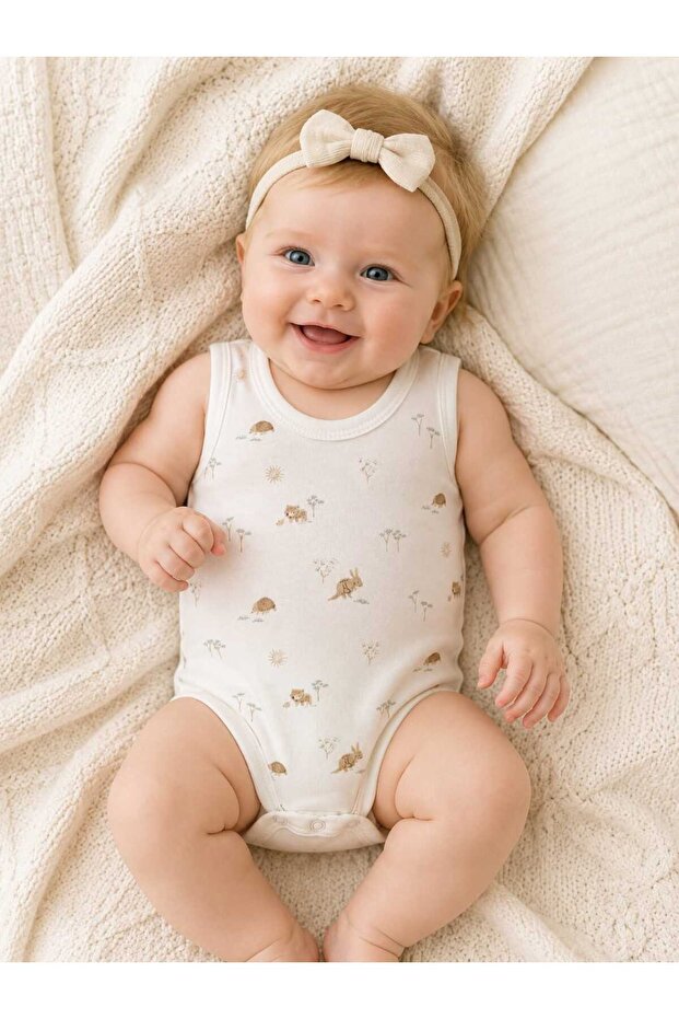 Baby Girl Nature Themed Minimal Patterned Bodysuit