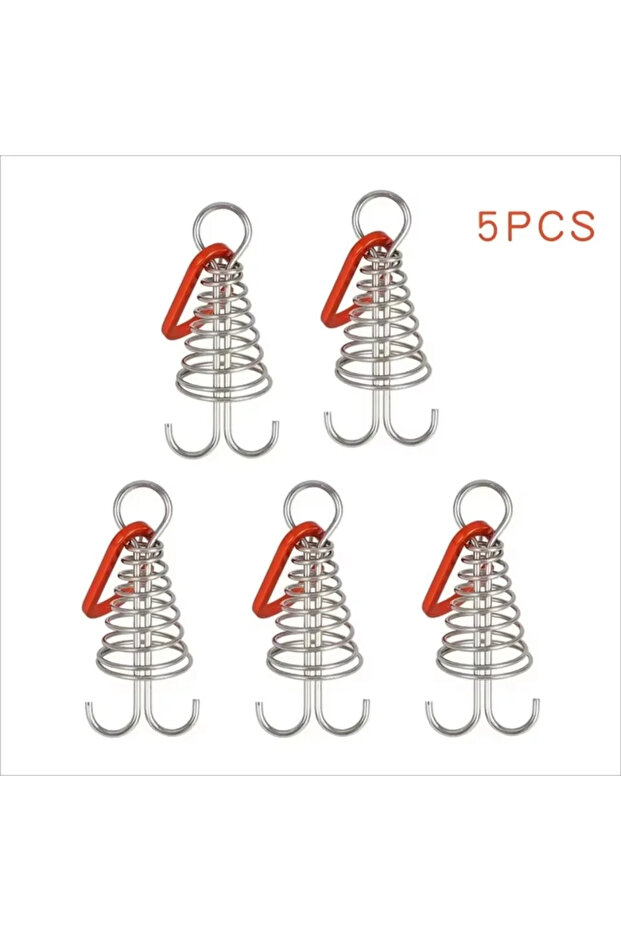 red-5pcs Outdoor Camping Octopus Rope Buckle Camping Deck Nail Stainless Steel Fixed Tent Rope Buckl