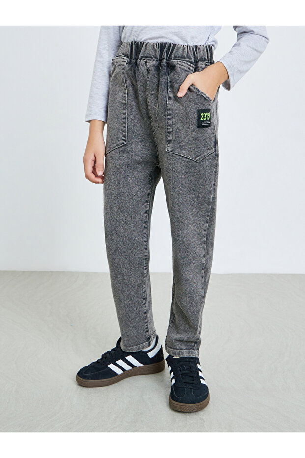 Kids Grey Acid Wash Jogger Jeans