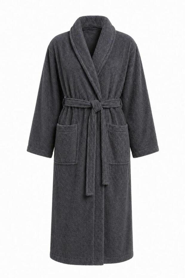 رداء حمام سوفت لاين مقاس 3XL بحزام، لون أنثراسايت