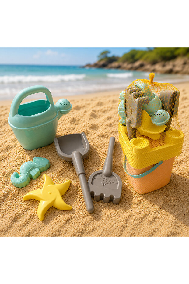 6 Piece Large Size Beach Bucket Set Beach Sea Bucket Castle Play Set