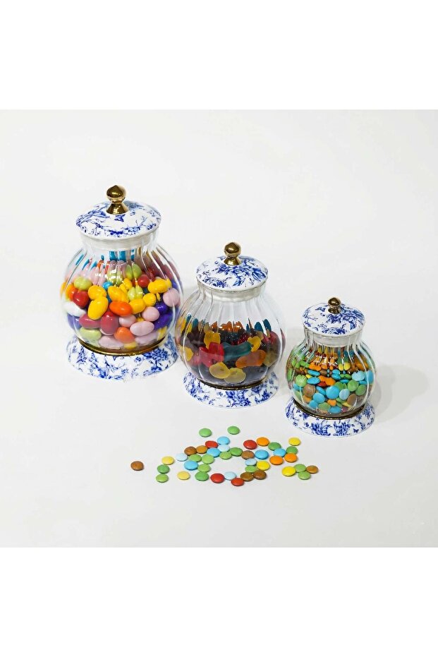 Blue Life Series Porcelain/Glass Tea Sugar Coffee Jar