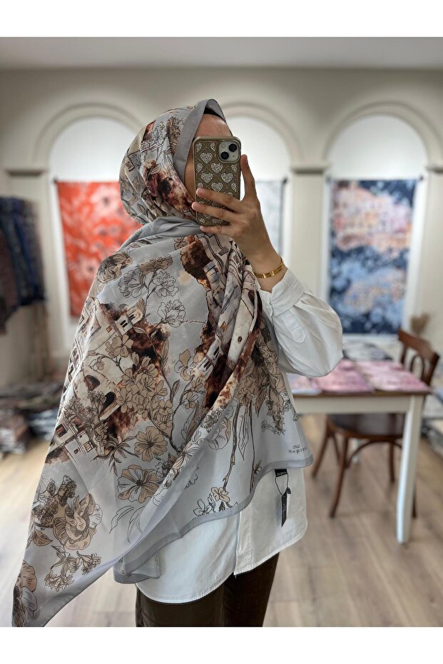 شال ناعم بنمط فلورينزا - أزرق - 2