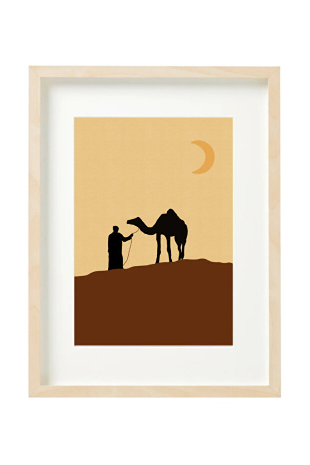 Dubai Dessert Travel Camel Boho Style Poster with Frame 30x40cm