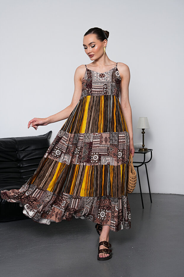 Rochie cu bretele patchwork - 2