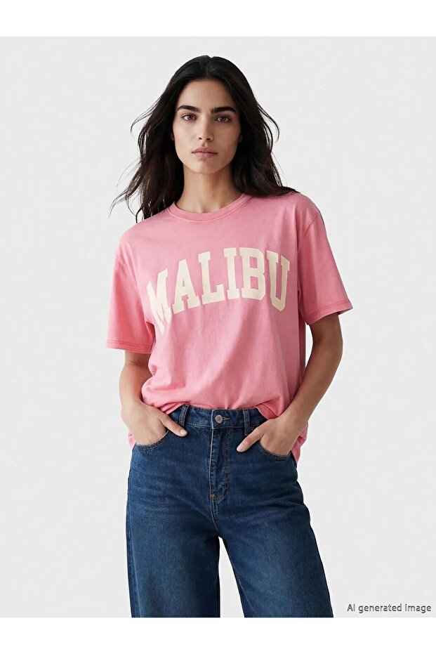 Malibu Printed Oversize Women's T-Shirt (S6)