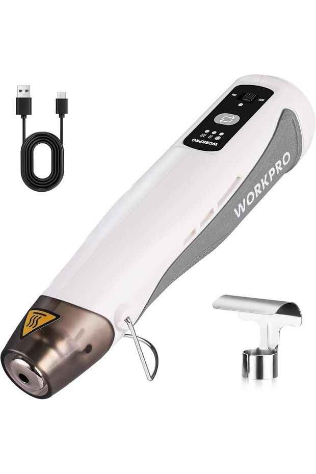 Mini Heat Gun Cordless, 7.2 V Handheld Hot Air Gun with Reflector Nozzle, 3 Temp Settings