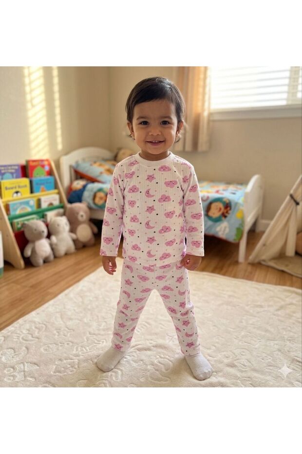 100% Cotton Patterned Milano Baby and Kids Pajama Set Note: Please Choose One Size Larger.