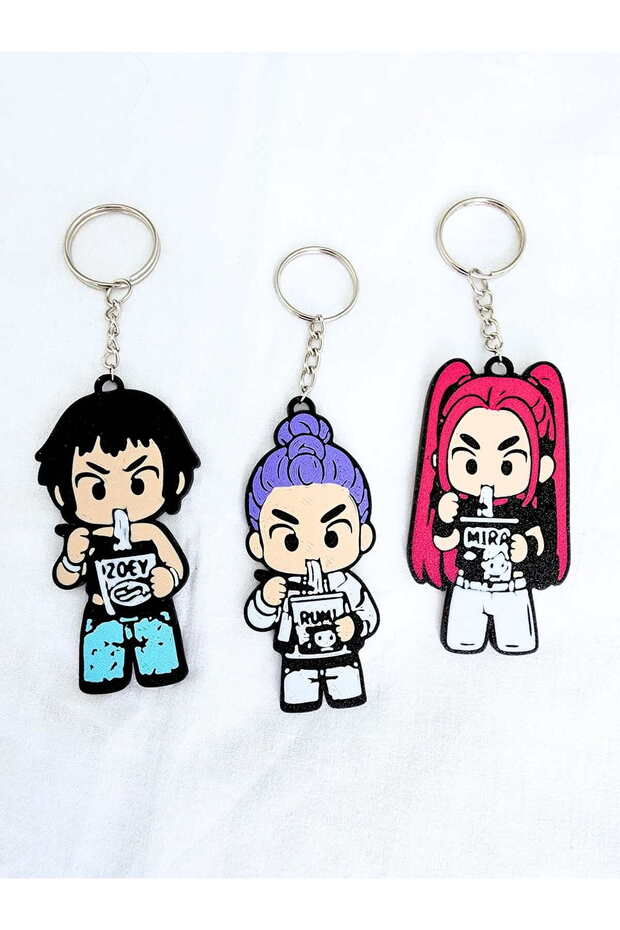 Kpop Demon Hunters Character Keychain Set of 3 – 3D Printed Figure Keychain