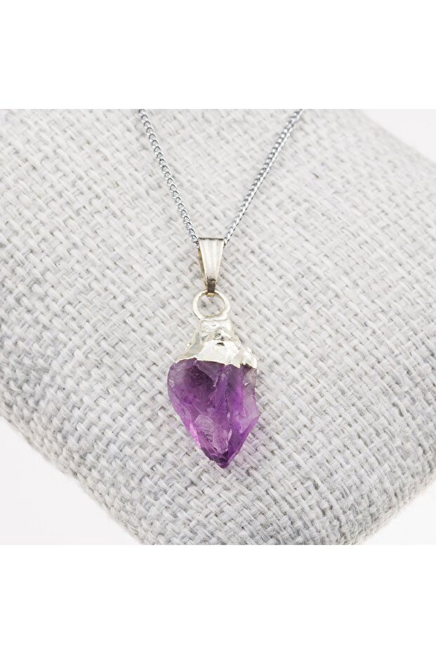 Amethyst Stone Necklace with Anti-Tapping Chain