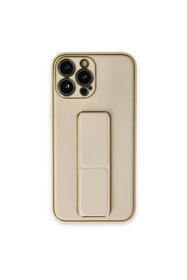 Apple iPhone 13 Pro Case Coco Leather Stand Cover - Gold