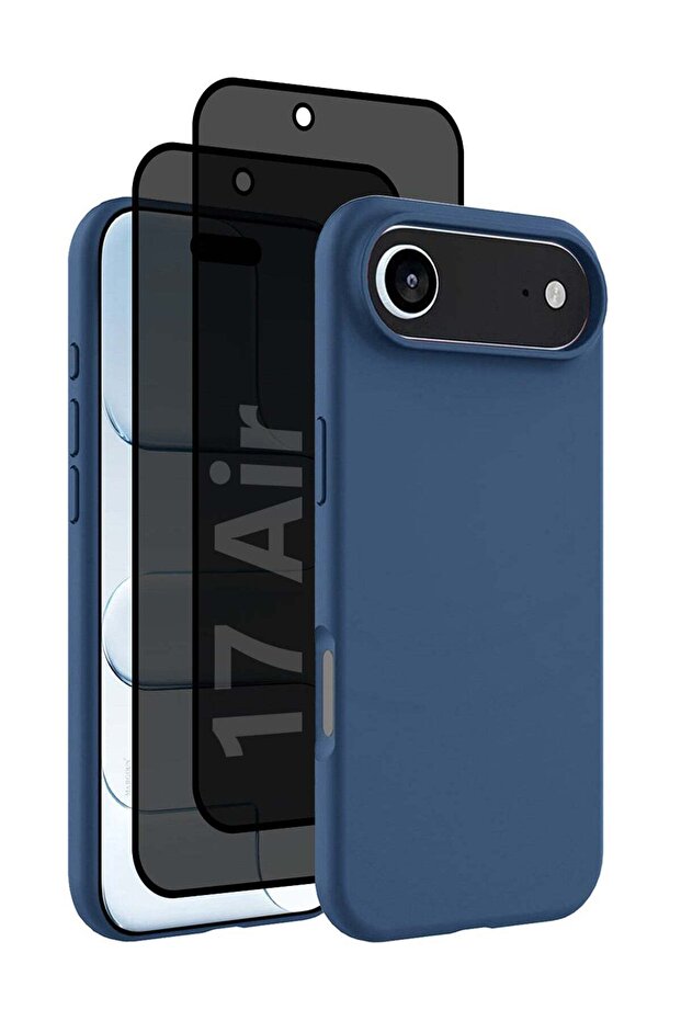 3Packs Liquid Silicone Protective Phone Case for iPhone 17 Air , Soft Anti-Scratch Microfiber Lining Utra Slim Drop Protection Phone Cover with Two Privacy Screen Protectors - Sky Blue-5