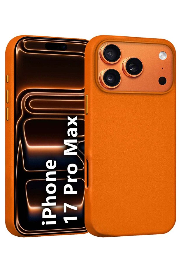 Leather Protective Case for iPhone 17 Pro Max - Shockproof - Matte - Anti-Slip - Waterproof - Sleek Design - Cosmic Orange
