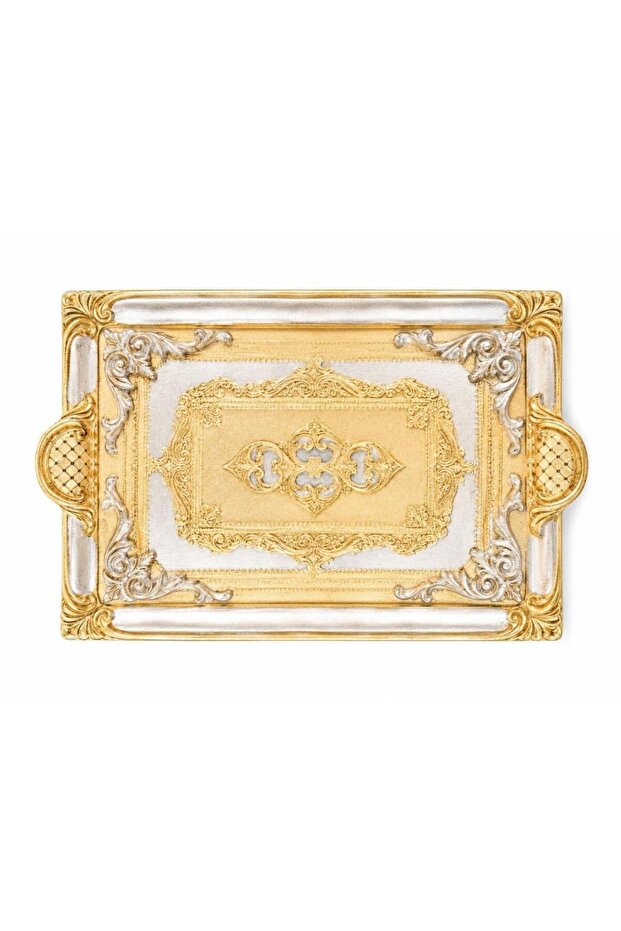 L&M 241/Fre-3 Rosewood Gold/Silver Tray 40X26 cm
