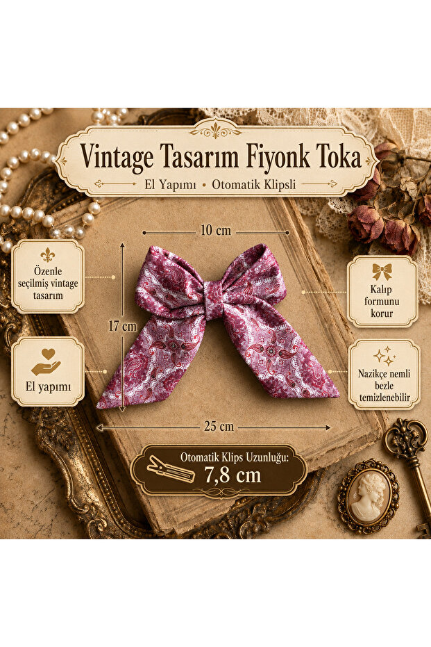 Vintage Design Bowknot Buckle Handmade Automatic Clip Women's Hair Clip
