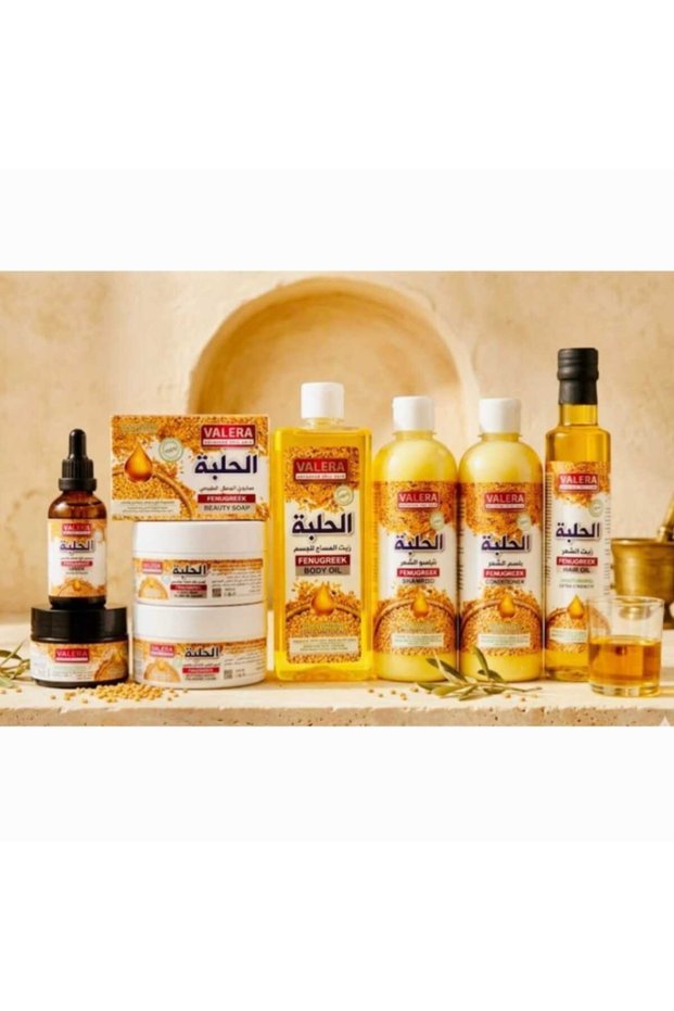 Fenugreek Body & Hair Care Kit - 8in1 Set With Shampoo, Conditioner, Hair Oil, Body Oil, Soap, Face Serum & Cream - Complete Fenugreek Body & Hair Care Kit
