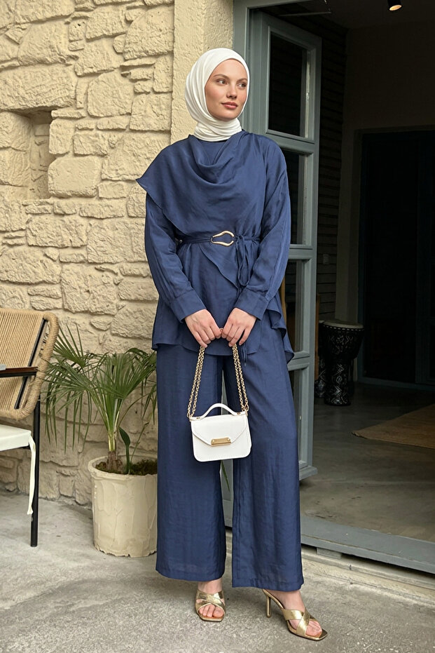 Asymmetrical Cut Trousers Suit 40735 - Indigo