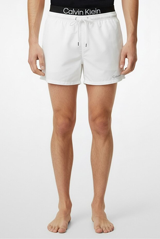 Men Brand Logo Broad Shorts, White