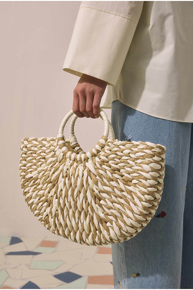 Wicker Basket Bag Camel - 1