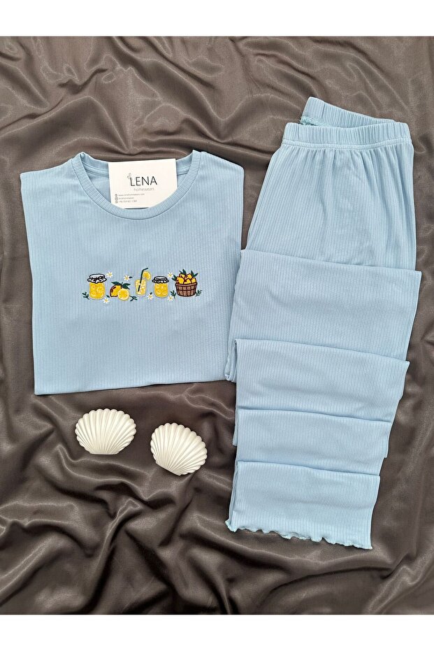 Women's Front Embroidered Short Sleeve Oslo Pajama Set