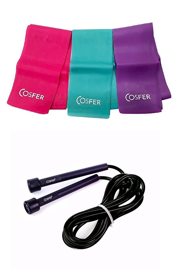 Set of 2 Adjustable Length Jump Rope 3 Pieces Condensate Aerobic Exercise Resistance Pilates Band