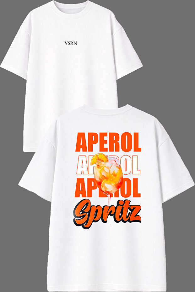 Aperol Aperol Design Front and Back Printed White Oversize T-Shirt