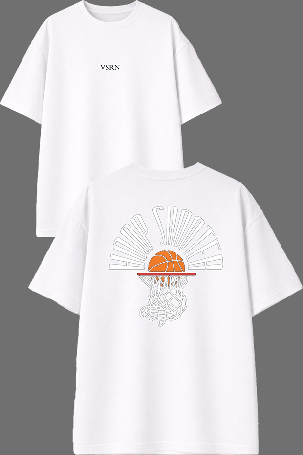 Shooter Design Front and Back Printed White Oversize t Shirt
