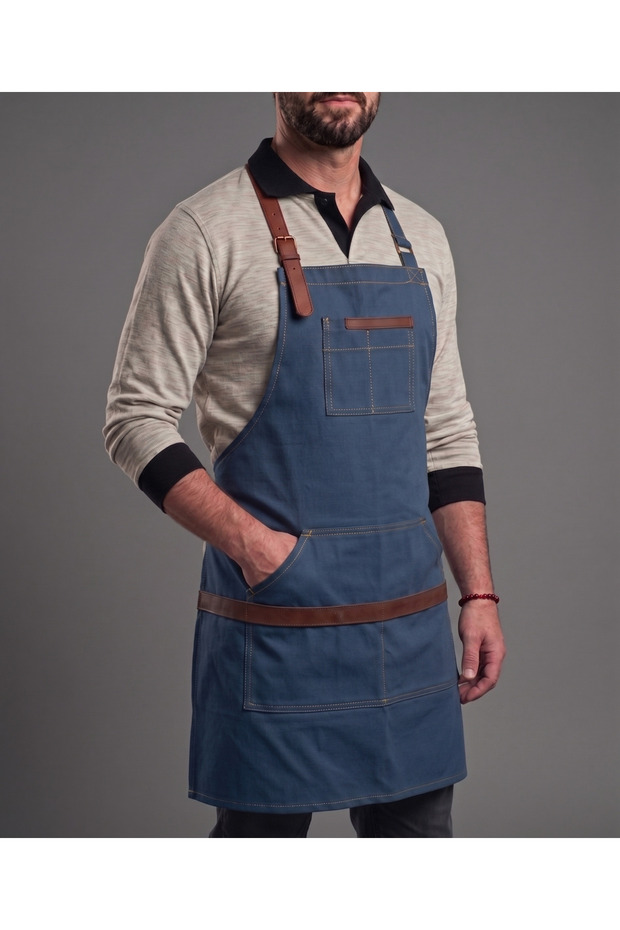 Barista Waiter Apron – Professional Cafe Apron with Leather Straps