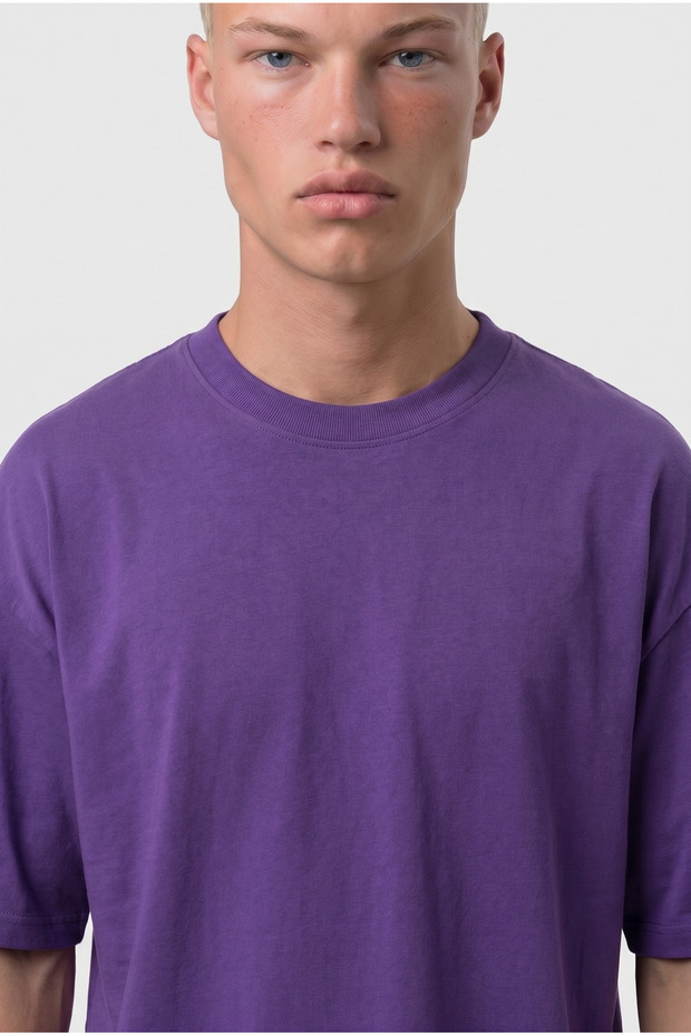 Ανδρικό Μπλουζάκι Basic Oversize Μωβ - 5