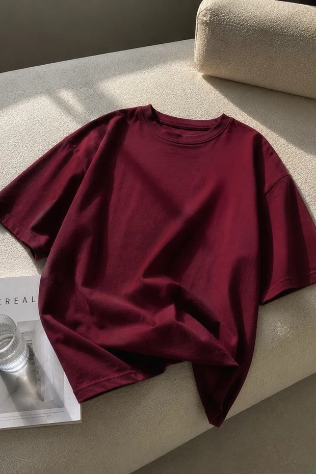 Men's Oversize Basic Crew Neck Cotton T-Shirt My3535 - 2