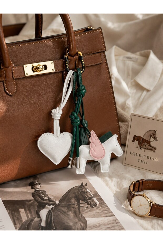 Valentine's Day Gift Bag Accessory White Heart & White Horse & Cat Hook Bag Ornament Charm Accessory