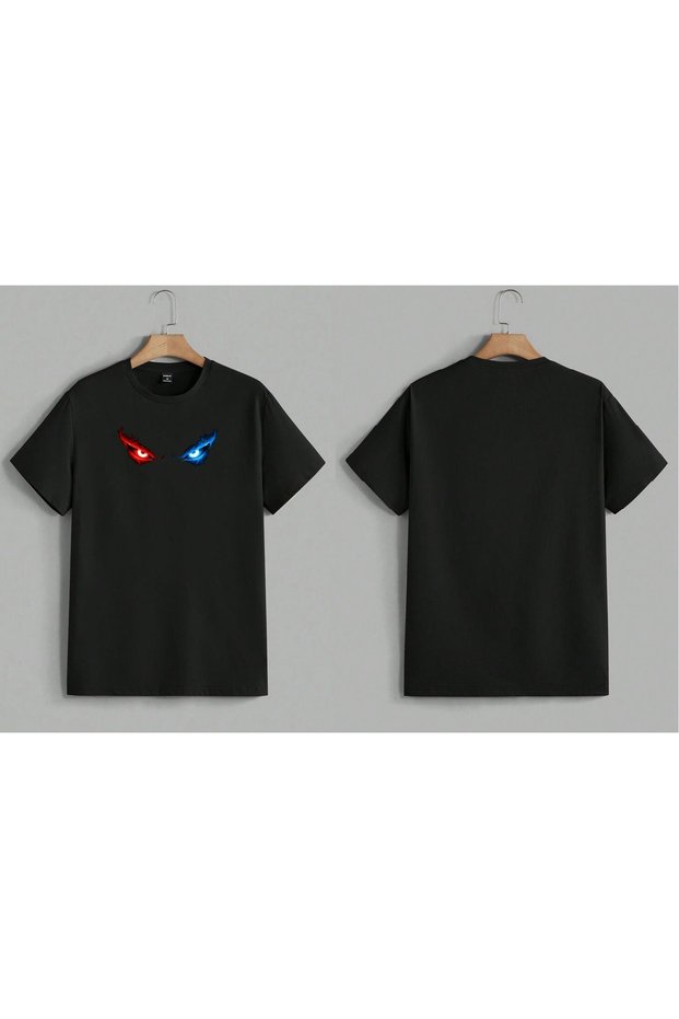 Red Blue Eye Print Oversized T-Shirt