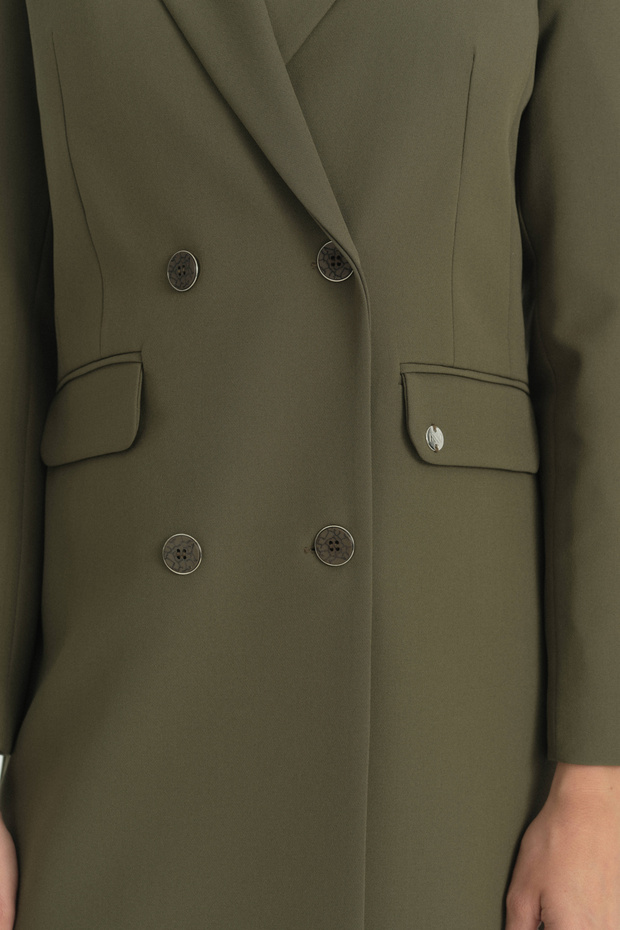 Double-Breasted Blazer Jacket - Khaki - 3