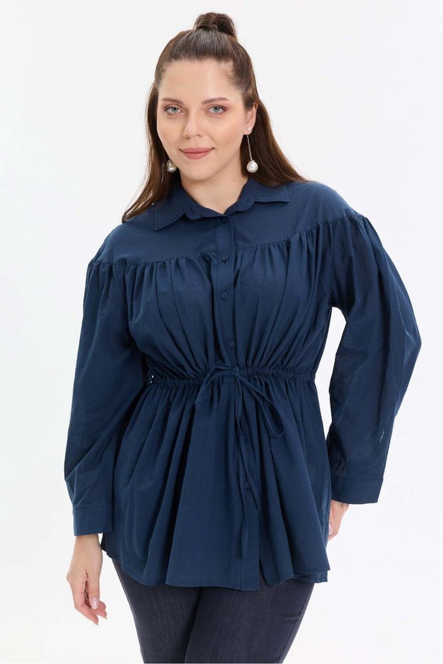 Cotton Voile Gathered Women's Shirt