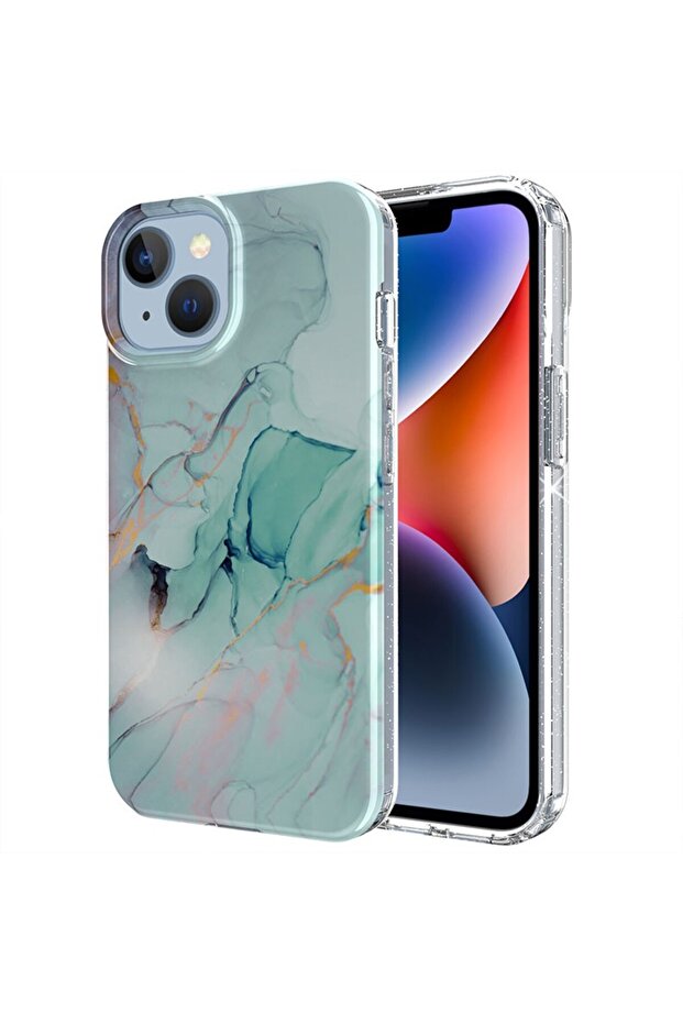 Marble Pattern IMD Θήκη Σιλικόνης Mint (Apple iPhone 14 Plus) - 2