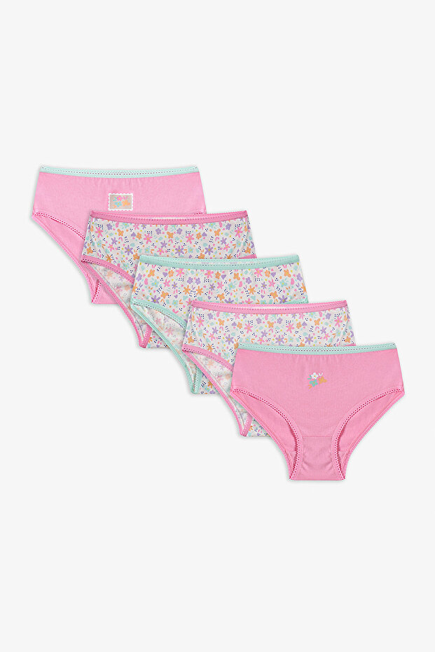 Girl's Cotton Everyday Popflower 5-pack Brief - Pink