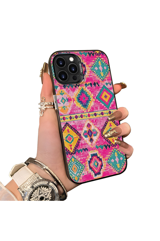iPhone 14 Pro Compatible Hard Acrylic Back Silicone Edge Lens Protection Case