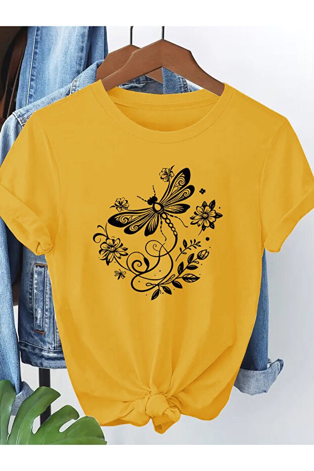 Women's Mix Printed Crew Neck Regular Fit T-Shirt