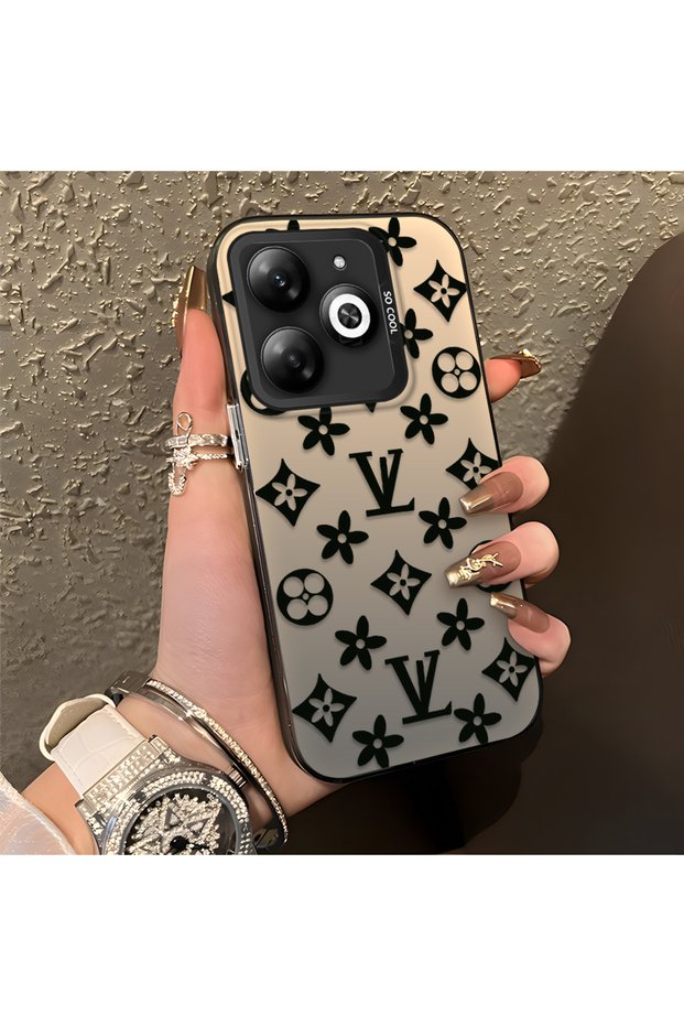 Infinix Smart 8 Pro Compatible Silicone Edge Hard Back Case Couple Phone Case Brand Patterned