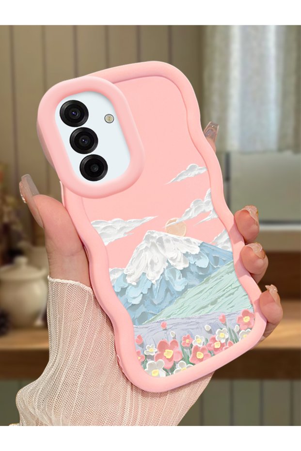 Samsung Galaxy A17 Compatible Case Camera Protector Pink Silicone Couple Phone Case Landscape Pattern