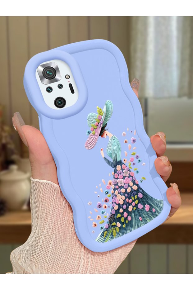 Redmi Note 10 Pro Compatible Case Camera Protector Blue Silicone Couple Phone Case Girl Pattern