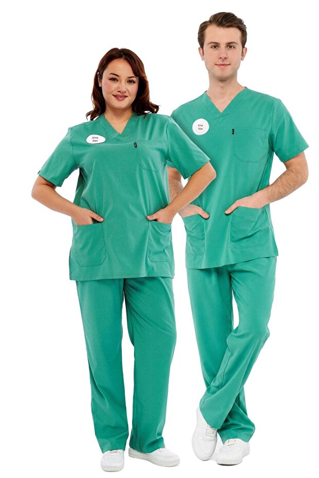 Comfy - Large Size Operating Room Uniform Lycra Scrubs (Compliant with New Regulations - Frosty Spruce) (t