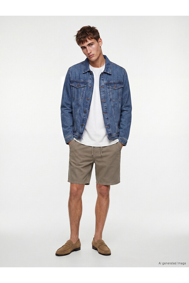 Nevavm Farkıyla Relax Fit Men's Jean Shorts