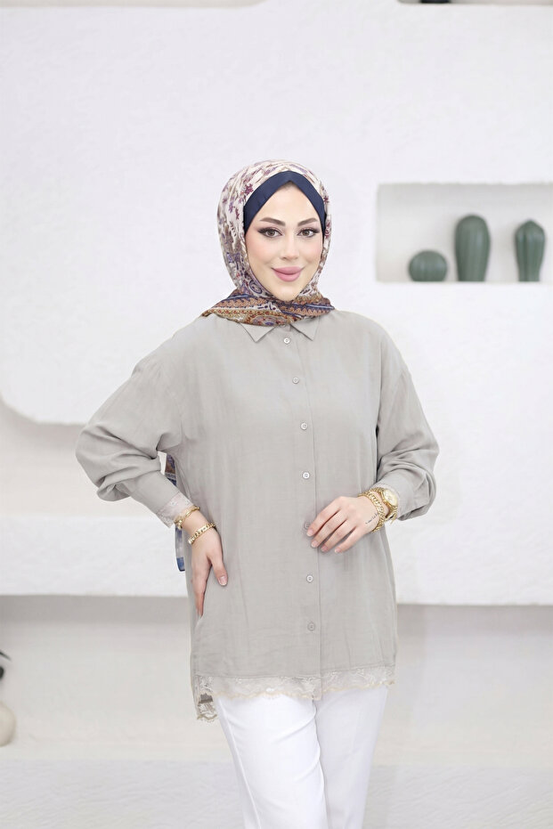 6394 - Stylish, Comfortable Viva Lace Detailed Women's Shirt
