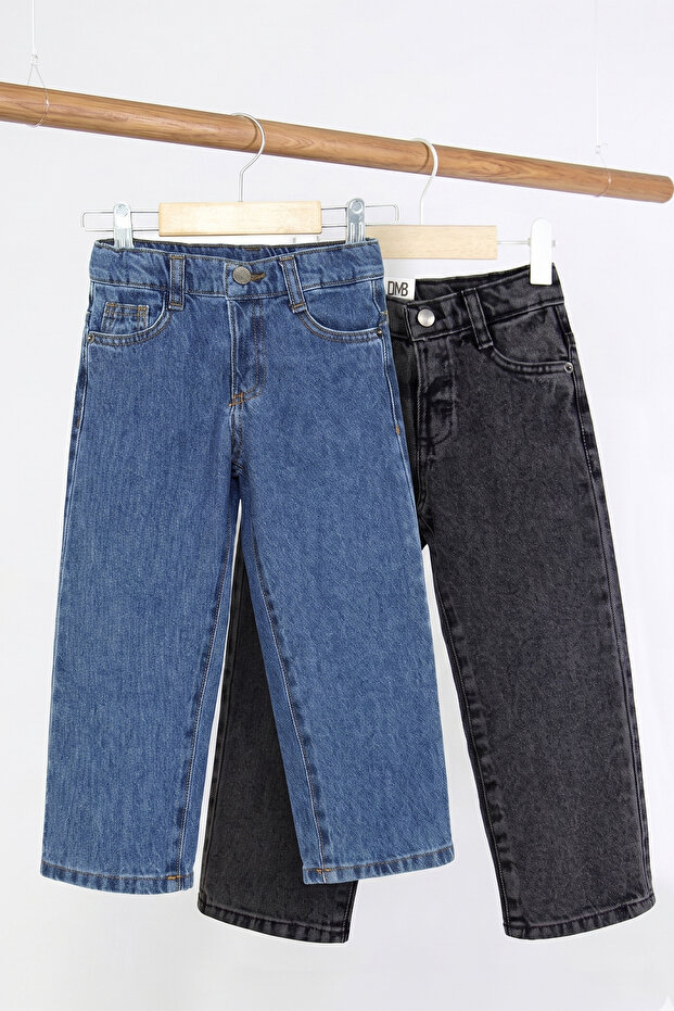 Baby Unisex Elastic Waist Snap Button Denim Trousers, 2-Pack