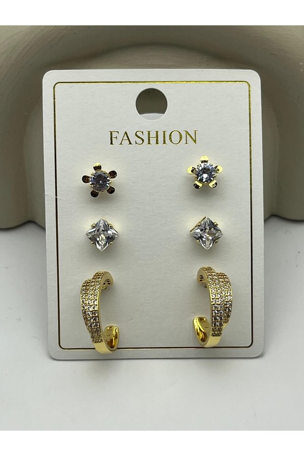26Vipkp86 - Set of 3 Gold Hoop Steel Earrings