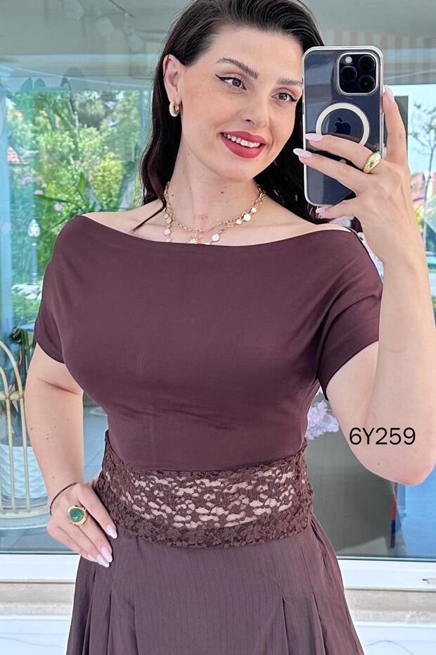 Lace Detailed Viscose Blouse 6Y259